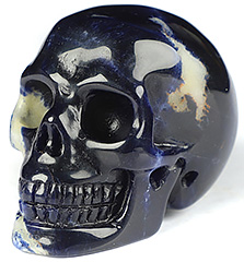 2.0" Sodalite Carved Crystal skull,Realistic, Crystal Healing