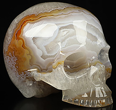 4.6" Premium Brazilian Agate Carved Crystal Skull without Jaw, Crystal Healing
