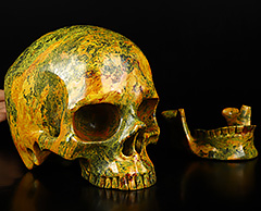 7.1" Orpiment Carved Crystal Detachable Skull,Super Realistic, Crystal Healing