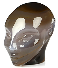 1.7" Premium Brazilian Agate Carved Fairy Elf Alien Crystal Skull Companion Sculpture, Crystal Healing