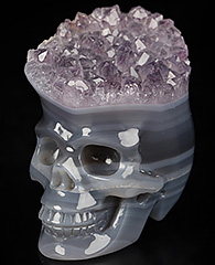 2.3" Amethyst & Agate Carved Crystal Skull, Crystal Healing