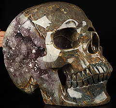 39.4LB Titan 12.2" Dinosaur Egg Agate Amethyst Geode Carved Crystal Skull,Super Realistic, Crystal Healing