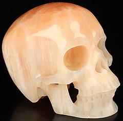 5.2" Red Selenite Carved Crystal Skull,Super Realistic, Crystal Healing