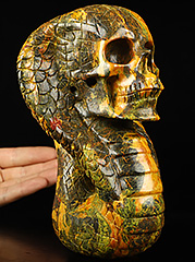 6.4" Orpiment Carved Crystal Cobra Skull, Crystal Healing