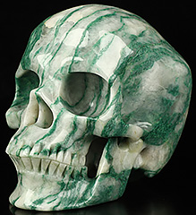 5.0" African Green Stone Verdite Carved Crystal Skull,Super Realistic, Crystal Healing