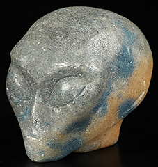 2.0" K2 Azurite Granite Crystal Skull Companion Star Being Female Alien Reiki Healing Stone Statue