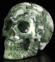 2.0" Green Moss Agate Carved Crystal skull,Realistic, Crystal Healing