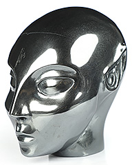 4.1" Hematite Carved Fairy Elf Alien Crystal Skull Companion Sculpture, Crystal Healing
