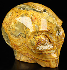 2.0" Crazy lace Agate Crystal Skull Companion Star Being Female Alien Reiki Healing Stone Statue