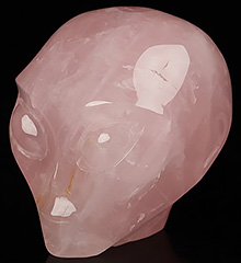 2.0" Rose Quartz Crystal Skull Companion Star Being Female Alien Reiki Healing Stone Statue