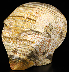 2.0" Petrified Wood Crystal Skull Companion Star Being Female Alien Reiki Healing Stone Statue