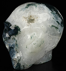 2.0" Green Moss Agate Crystal Skull Companion Star Being Female Alien Reiki Healing Stone Statue