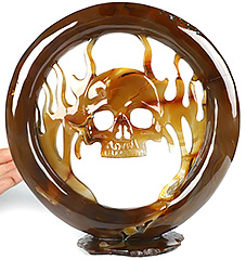 8.6" Carnelian Carved Crystal Skull Sculpture, Crystal Healing