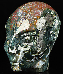 4.1" Indian Agate Carved Fairy Elf Alien Crystal Skull Companion Sculpture, Crystal Healing