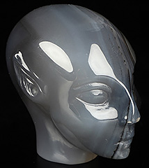 1.7" Premium Brazilian Agate Carved Fairy Elf Alien Crystal Skull Companion Sculpture, Crystal Healing