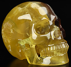 5.1" Orange Fluorite Carved Crystal skull,Realistic, Crystal Healing