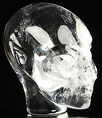 1.7" Quartz Rock Crystal Carved Fairy Elf Alien Crystal Skull Companion Sculpture, Crystal Healing