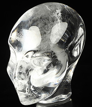 1.7" Quartz Rock Crystal Hand Carved Fairy Elf Alien Crystal Skull Companion Sculpture, Crystal Healing