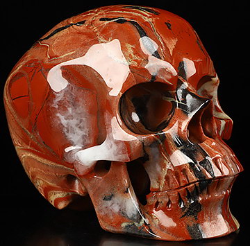 5.2" Red Jasper Carved Crystal Skull,Super Realistic, Crystal Healing