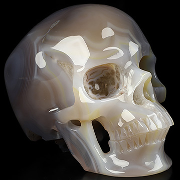5.1" Premium Brazilian Agate Carved Crystal Skull,Super Realistic, Crystal Healing