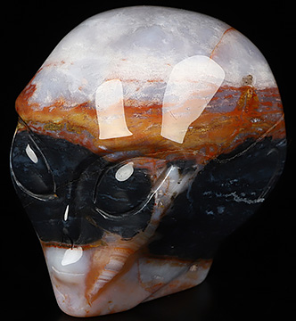 2.0" Black Zebra Agate Crystal Skull Companion Star Being Female Alien,Realistic, Crystal Healing