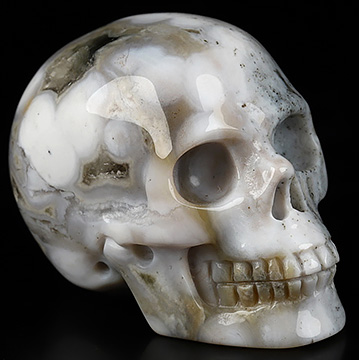 1.4" Ocean Jasper Carved Crystal skull,Realistic, Crystal Healing