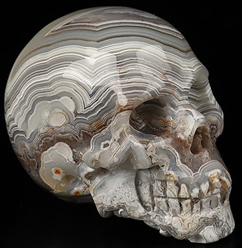 1.1" Crazy Lace Agate Carved Crystal Skull,Realistic, Crystal Healing