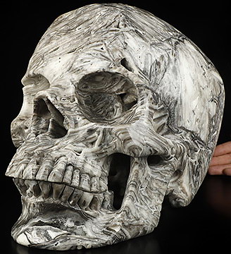 45.2LB Titan 13.4" Zebra Calcite Carved Crystal Skull,Super Realistic, Crystal Healing