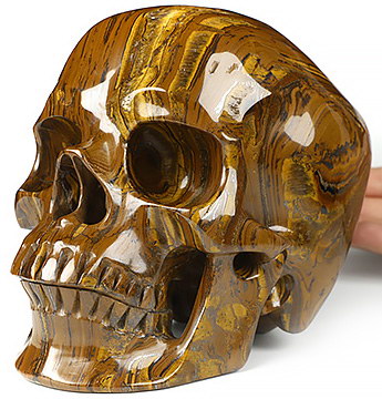 Lifesized 6.9" Tiger Iron Eye Carved Crystal Skull,Super Realistic, Crystal Healing