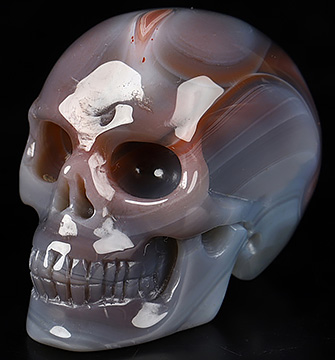 1.7" Mozambique Agate Carved Crystal Skull,Realistic, Crystal Healing