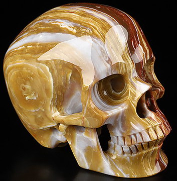 4.1" Three Colorful Agate Carved Crystal Skull,Super Realistic, Crystal Healing