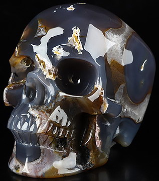 6.1" Premium Brazilian Agate Carved Crystal Skull,Super Realistic, Crystal Healing