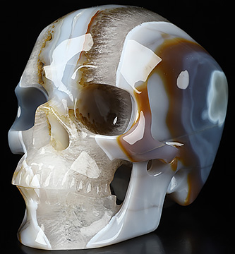 5.6" Premium Brazilian Agate Carved Crystal Skull,Super Realistic, Crystal Healing