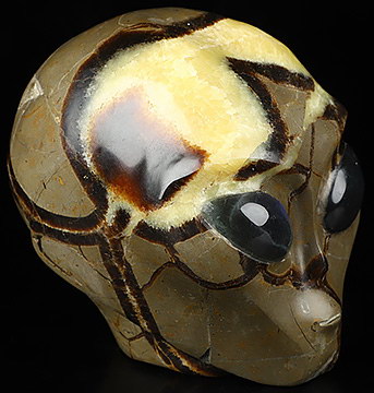 4.1" Dragon Septarian Stone Crystal Skull Companion with Labradorite Eyes， Star Being Female Alien Reiki Healing Stone Statue