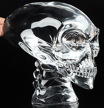 6.5" K9 Crystal Carved Crystal Elongated Mayan Alien Skull & Spine, Crystal Healing