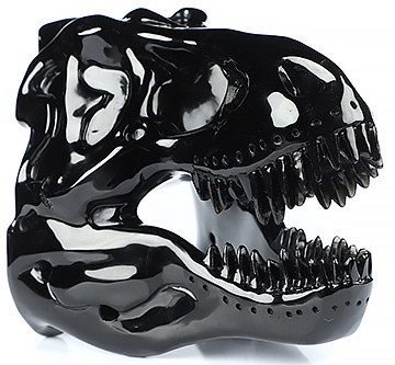 5.5" Black Obsidian Carved Crystal Tyrannosaurus Rex Skull, Crystal Healing