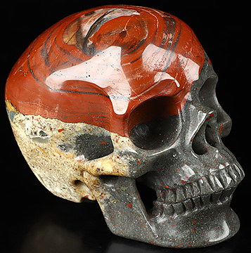 5.1" African Bloodstone Carved Crystal Skull,Super Realistic, Crystal Healing