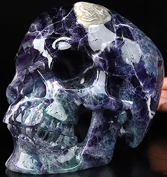 Lifesized 6.9" Fluorite Carved Crystal Skull,Super Realistic, Crystal Healing