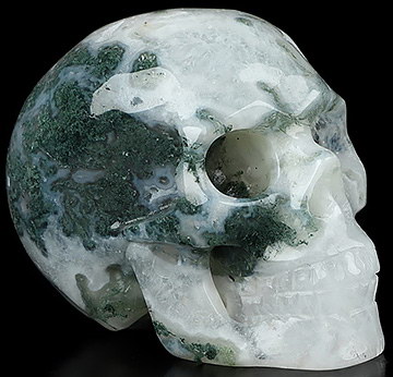 2.0" Green Moss Agate Carved Crystal Skull,Realistic, Crystal Healing