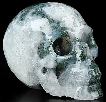 2.0" Green Moss Agate Hand Carved Crystal Skull, Realistic, Crystal Healing
