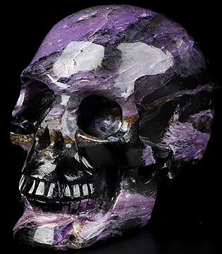 GEMSTONE 2.0" Russian Charoite Carved Crystal Skull,Realistic, Crystal Healing