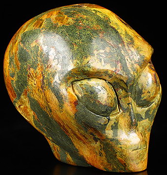 1.7" Orpiment Crystal Skull Companion Star Being Female Alien Reiki Healing Stone Statue