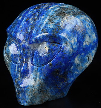 1.8" Lapis Lazuli Crystal Skull Companion Star Being Female Alien Reiki Healing Stone Statue