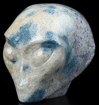 2.0" K2 Azurite Granite Crystal Skull Companion Star Being Female Alien Reiki Healing Stone Statue