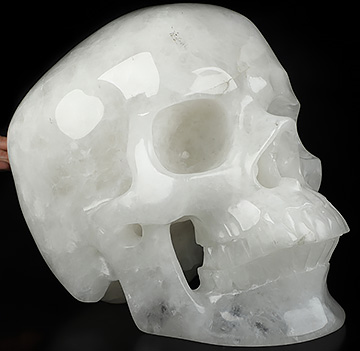 50.3LB Titan 12.8" Angolan Quartz Rock Crystal Carved Crystal Skull,Super Realistic, Crystal Healing