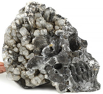 10.4" Quartz rock druse Carved Crystal Skull,Realistic, Crystal Healing