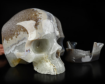 8.5" Premium Brazilian Agate Carved Crystal Detachable Skull,Super Realistic, Crystal Healing