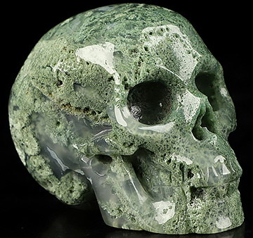 2.0" Green Moss Agate Carved Crystal Skull,Realistic, Crystal Healing