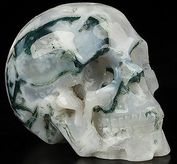 2.0" Green Moss Agate Carved Crystal Skull,Realistic, Crystal Healing