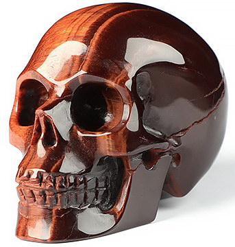 2.0" Red Tiger's Eye Carved Crystal Skull,Realistic, Crystal Healing